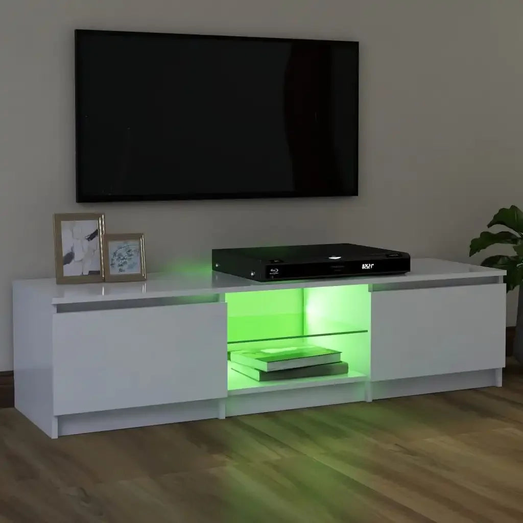 TV cabinet with LED lights White 120x30x35,5 cm