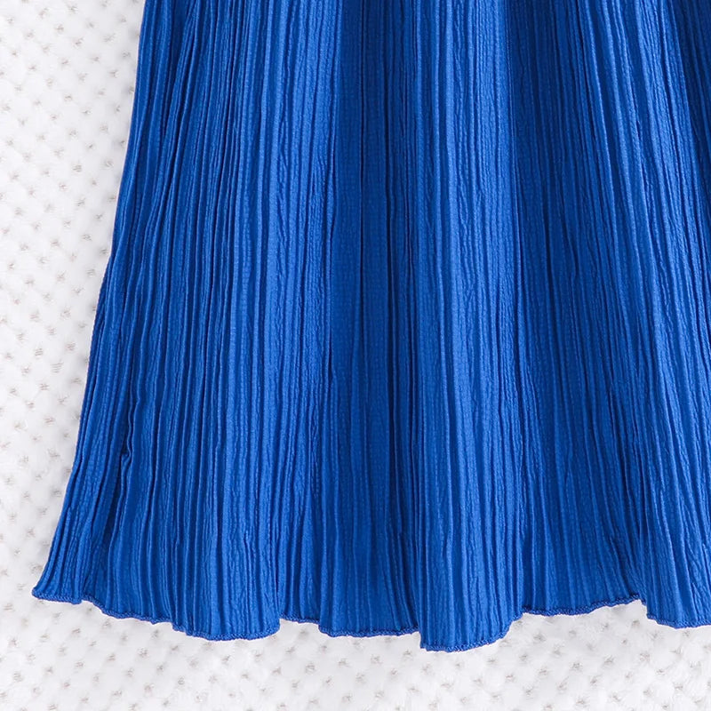 Robe d'été bleu dos nu avec ceinture