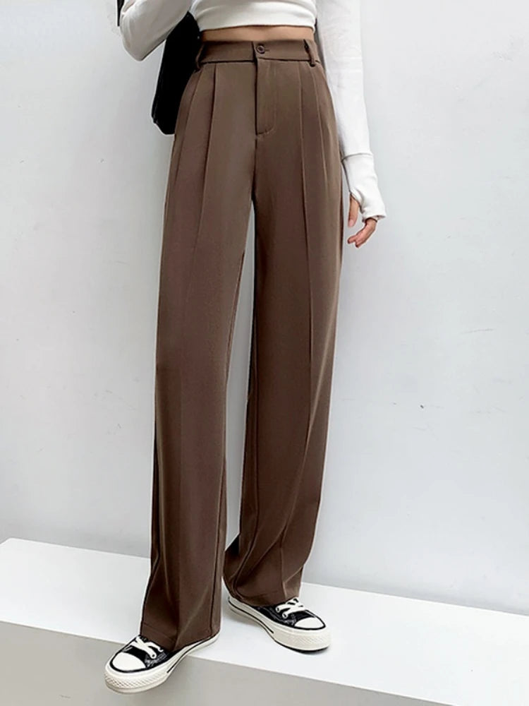 High-waisted fluid pants