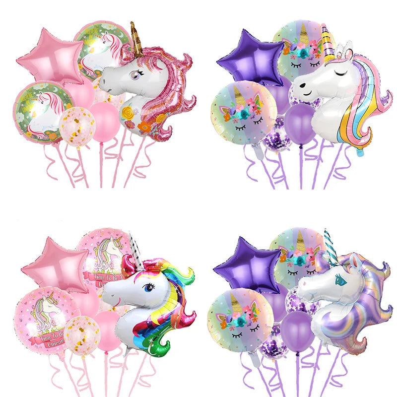 Ensemble de ballons licorne nuage en aluminium, 32 pouces