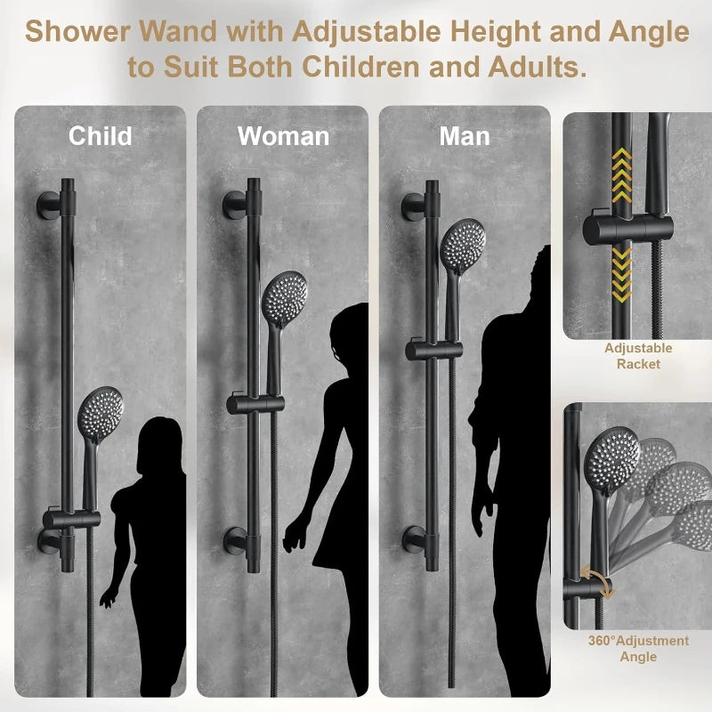 Black shower set 3 functions