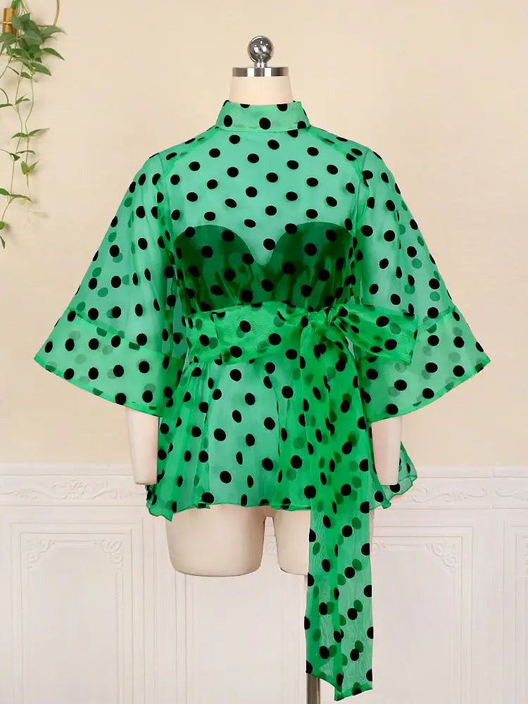 Sheer polka dot blouse