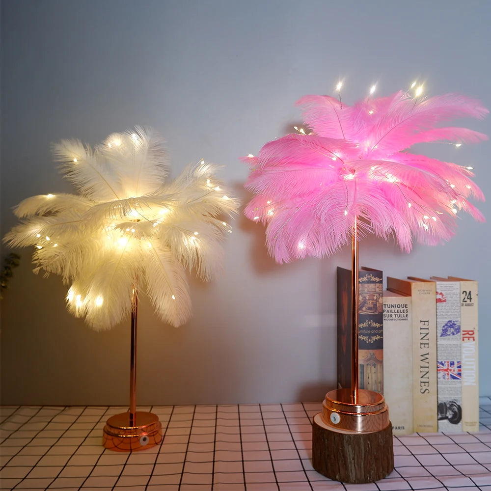 Lampe de Table à Plumes avec Contrôle Tactile