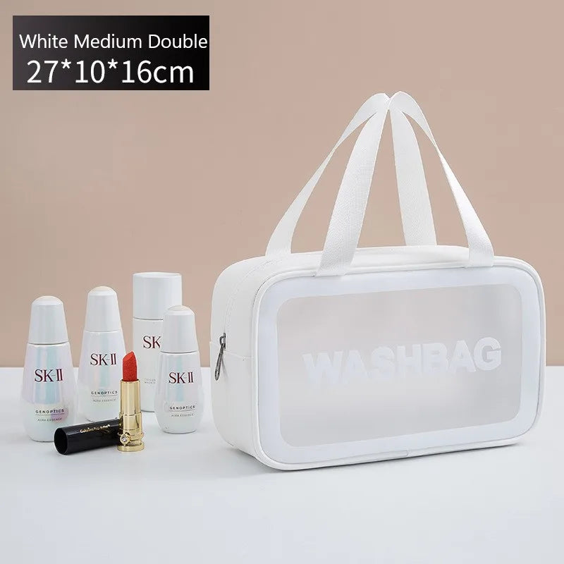 Trousse de Maquillage Transparente en PU Imperméable pour Femme