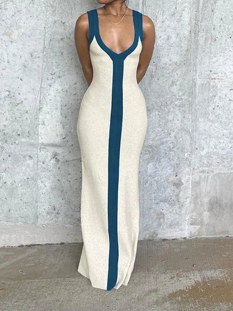 Robe Longue Femme à Rayures