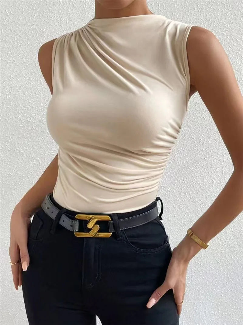 Top Femme Sans Manches à Col Montant