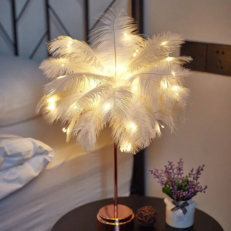 Lampe de Table à Plumes avec Contrôle Tactile