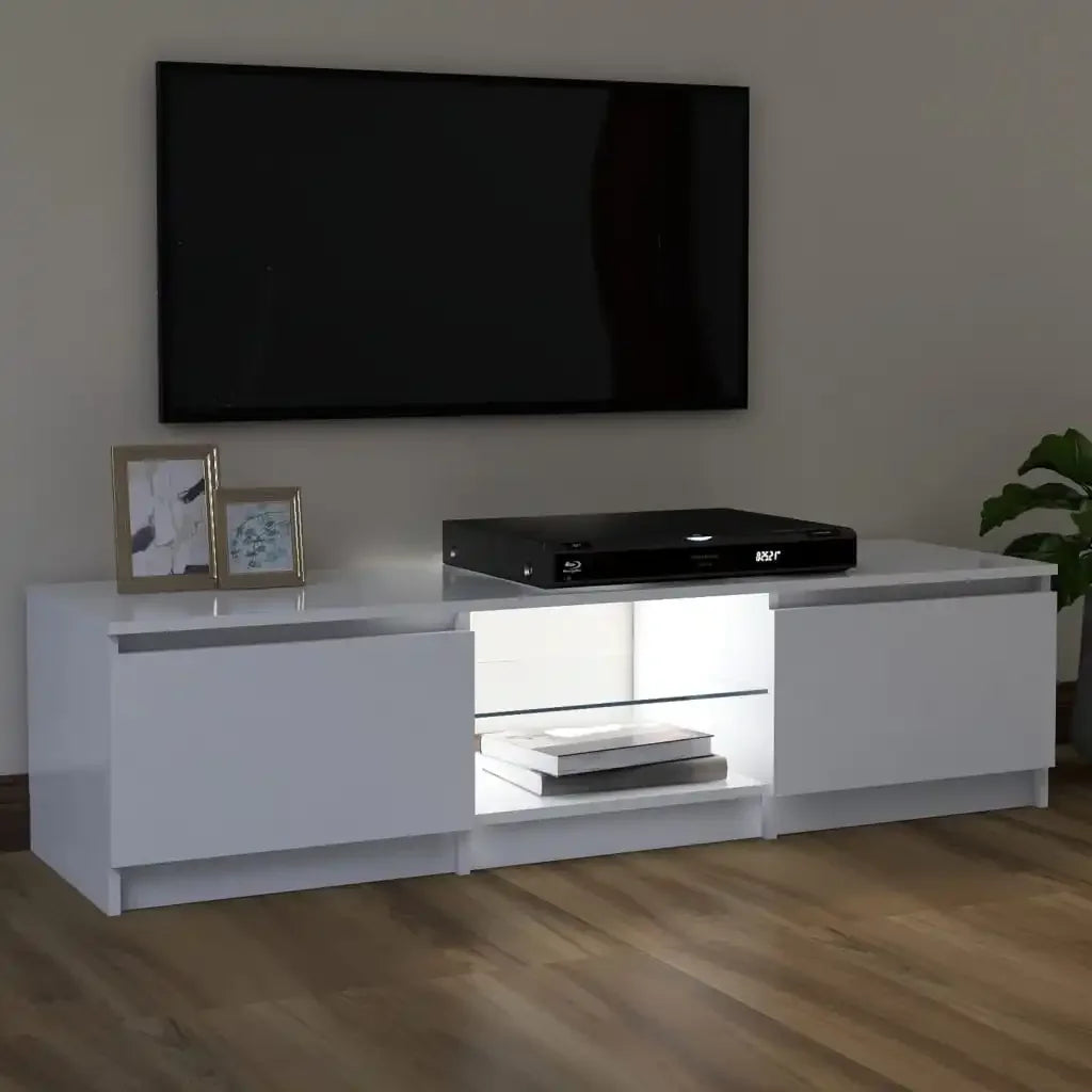 TV cabinet with LED lights White 120x30x35,5 cm