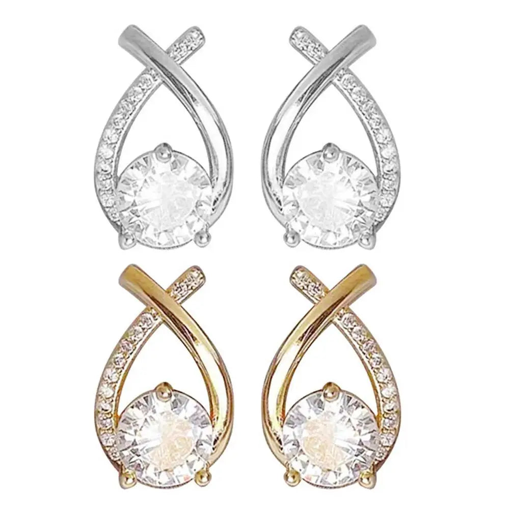 Boucles d'oreilles élégantes croisées en cristal