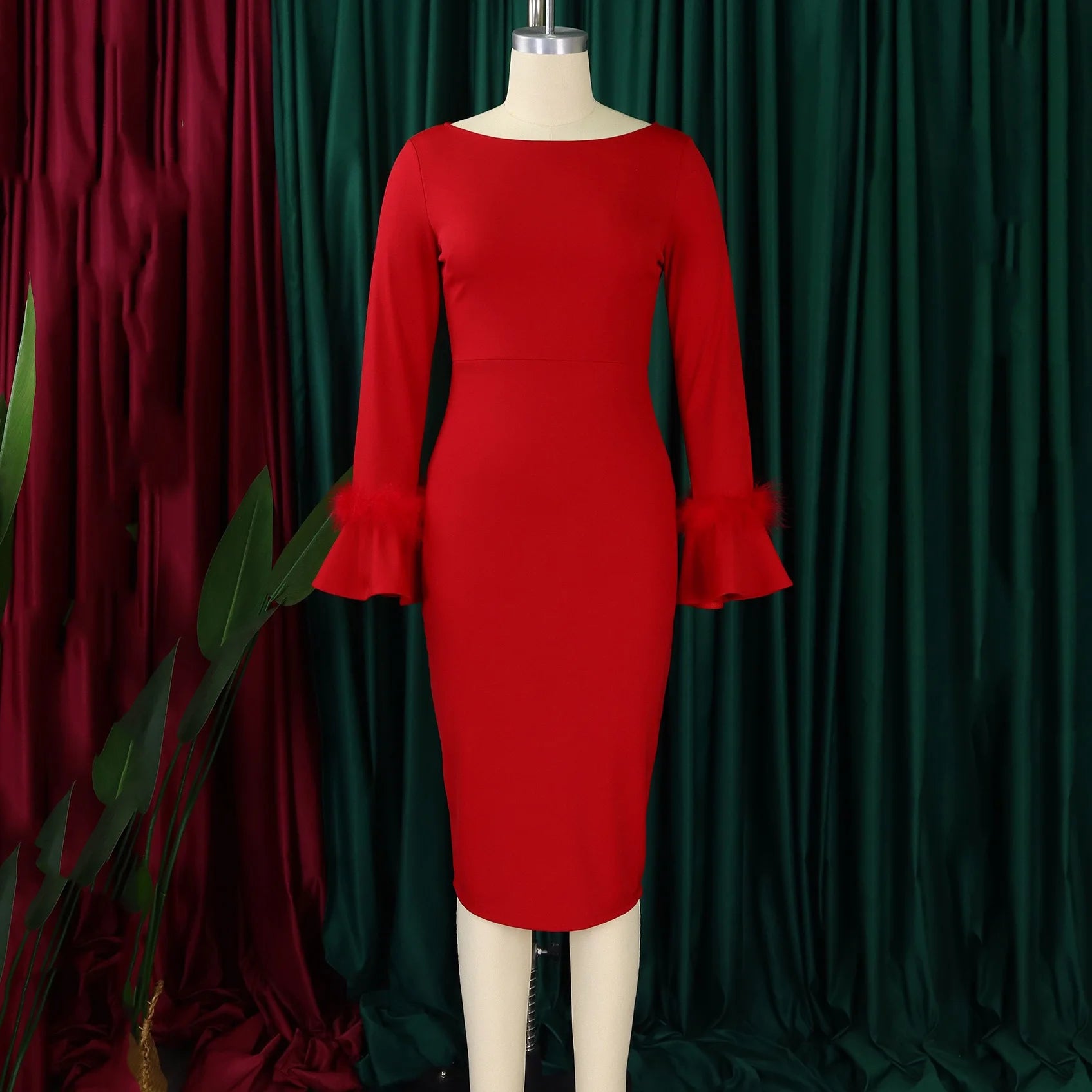 Round neck office dress