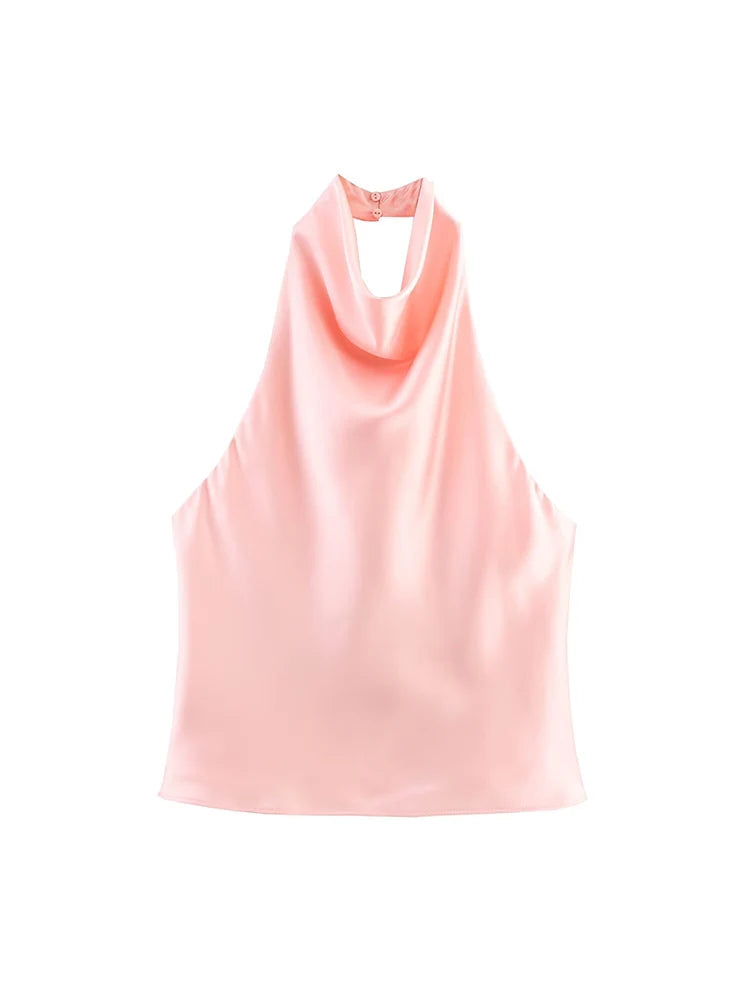 Haut Col Halter Chic Été Printemps