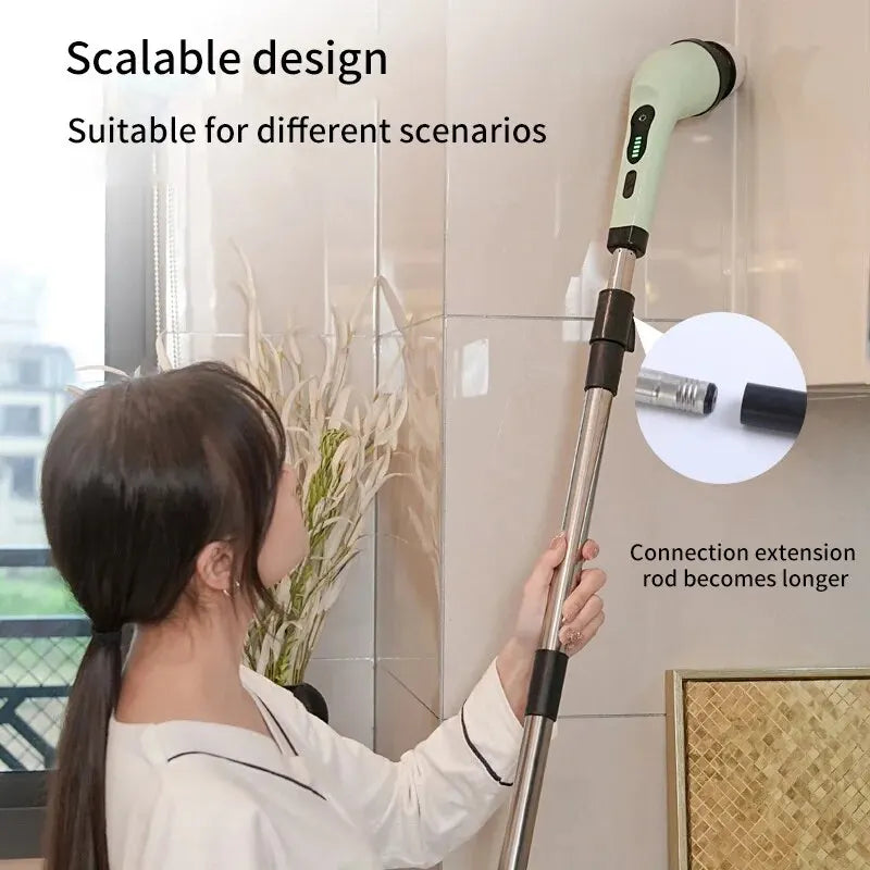 Multi-function cordless rotary and electric cleaning brush