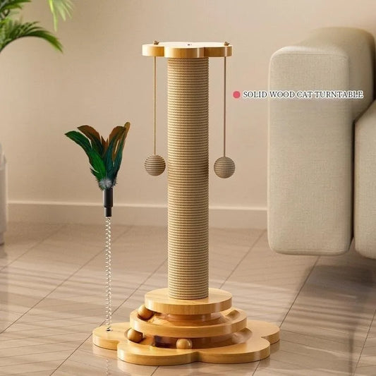 Solid wood cat toy