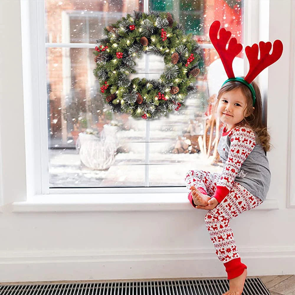 Couronne de Noël pour Porte d'Entrée et Décorations Murales