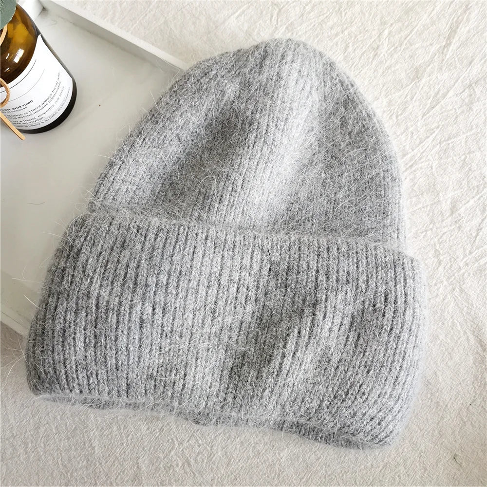 Bonnet d’Hiver en Véritable Fourrure de Lapin pour Femmes