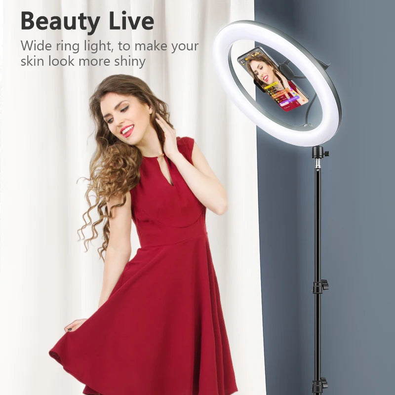 10' LED selfie ring light with optional tripod