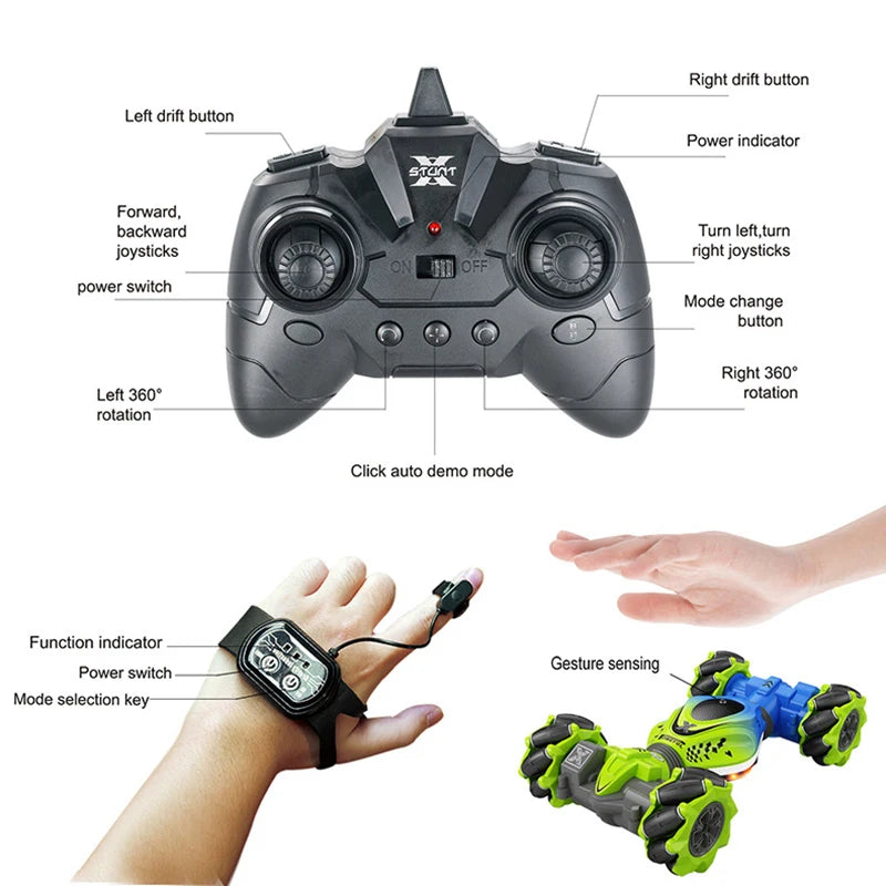 4WD RC Car: Stunt and Gesture Control by Watch for Kids