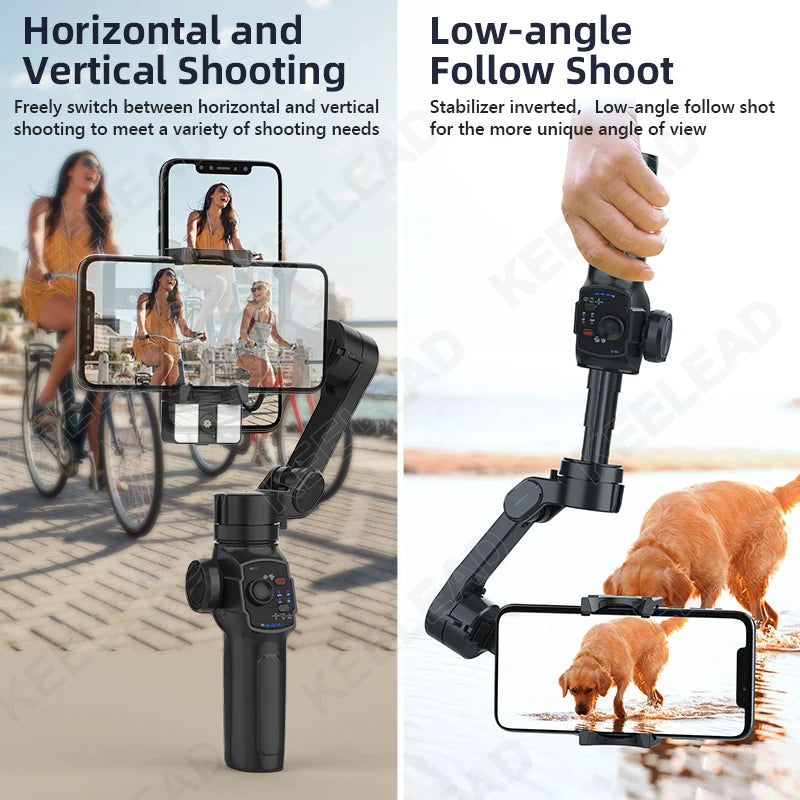 Stabilisateur de téléphone portable anti tremblement avec tige d'extension pour vlog