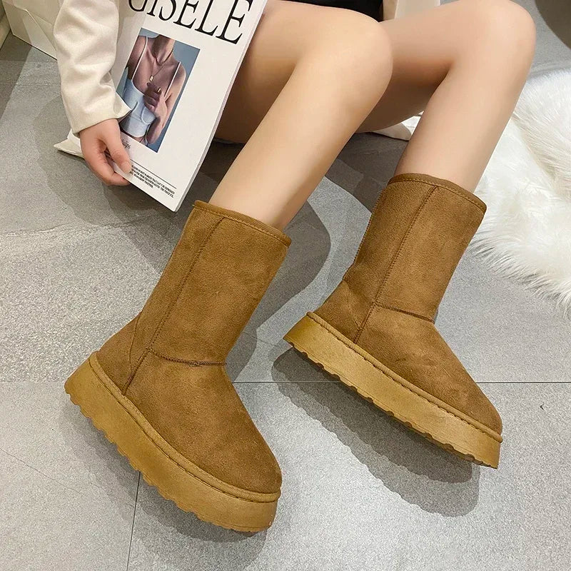 Bottes Chaudes Cuir pour Femmes