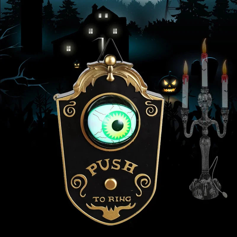 Halloween Decoration One-eyed Doorbell Horror Props Ghost's Day Glowing Home Hanging Electric Luminous Sounding Eyeball Doorbell