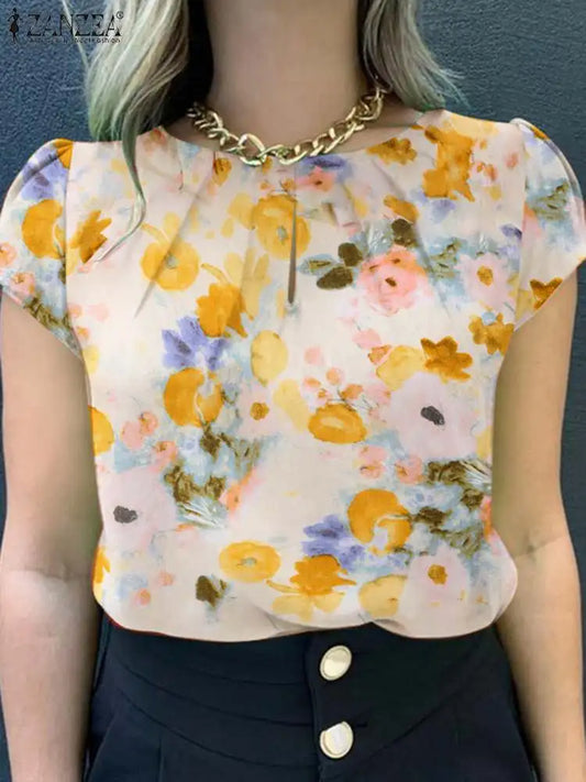 Short sleeve floral blouse