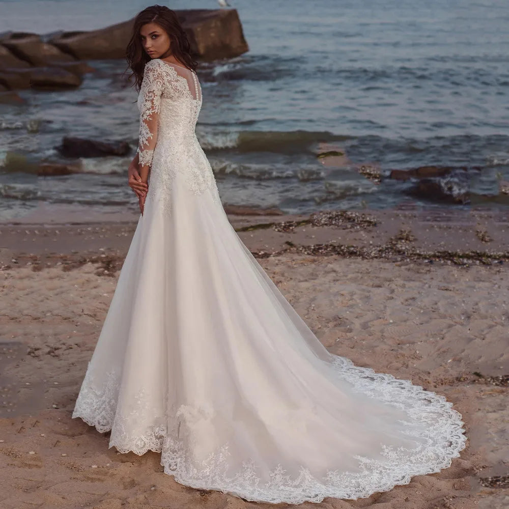 Long sleeve bridal gown