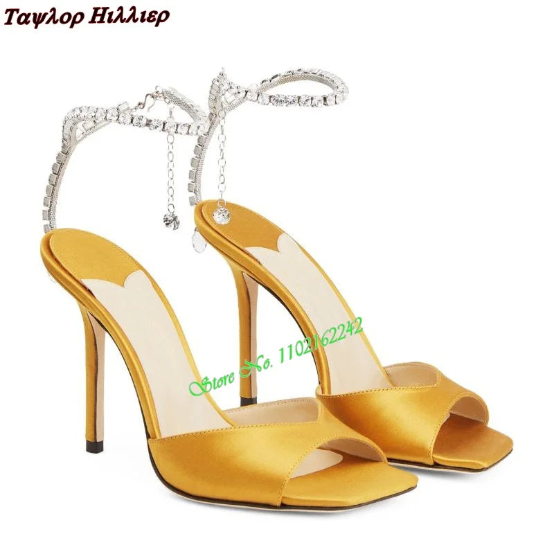 Rhinestone high heel sandals