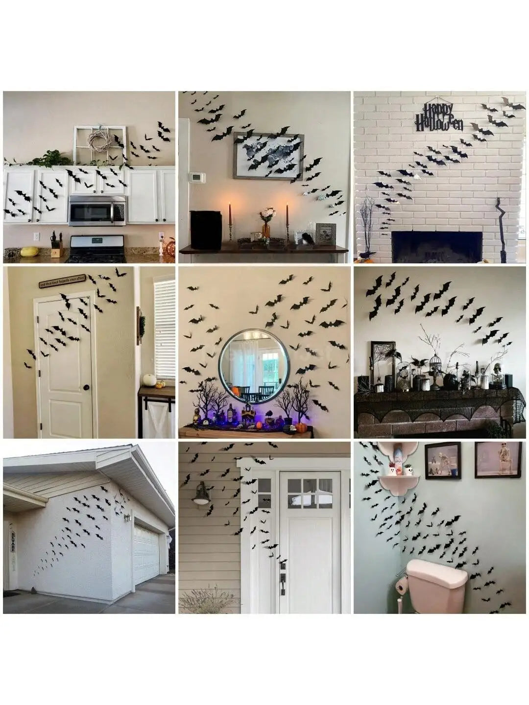 Lot de 60 Chauves-Souris 3D Étanches pour Décoration Murale Halloween