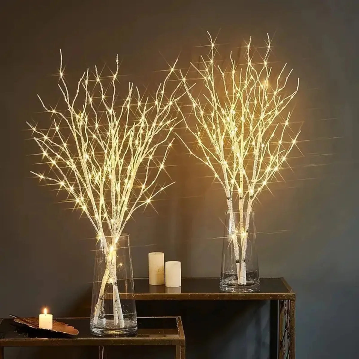 Branche Lumineuse LED en Bouleau Blanc