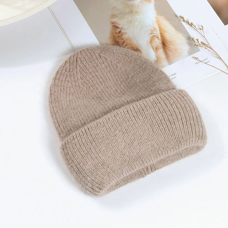 Bonnet d’Hiver en Véritable Fourrure de Lapin pour Femmes