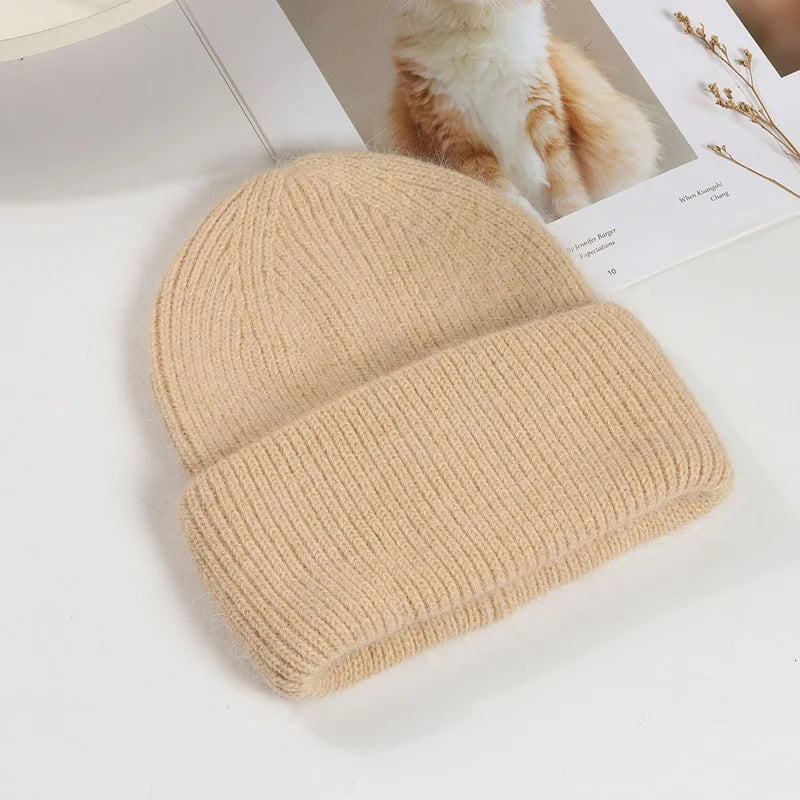 Bonnet d’Hiver en Véritable Fourrure de Lapin pour Femmes