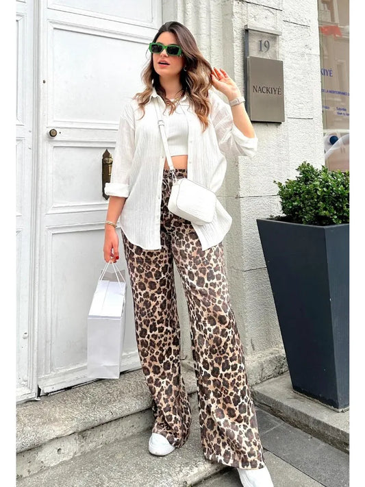 Pantalon Léopard décontracté et Tendance pour Femme