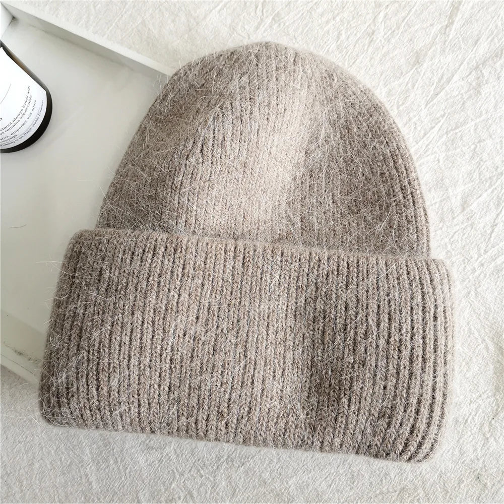 Bonnet d’Hiver en Véritable Fourrure de Lapin pour Femmes