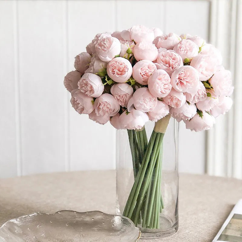 Bouquet de Roses et Pivoines Artificielles en Soie