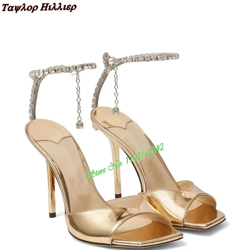 Rhinestone high heel sandals