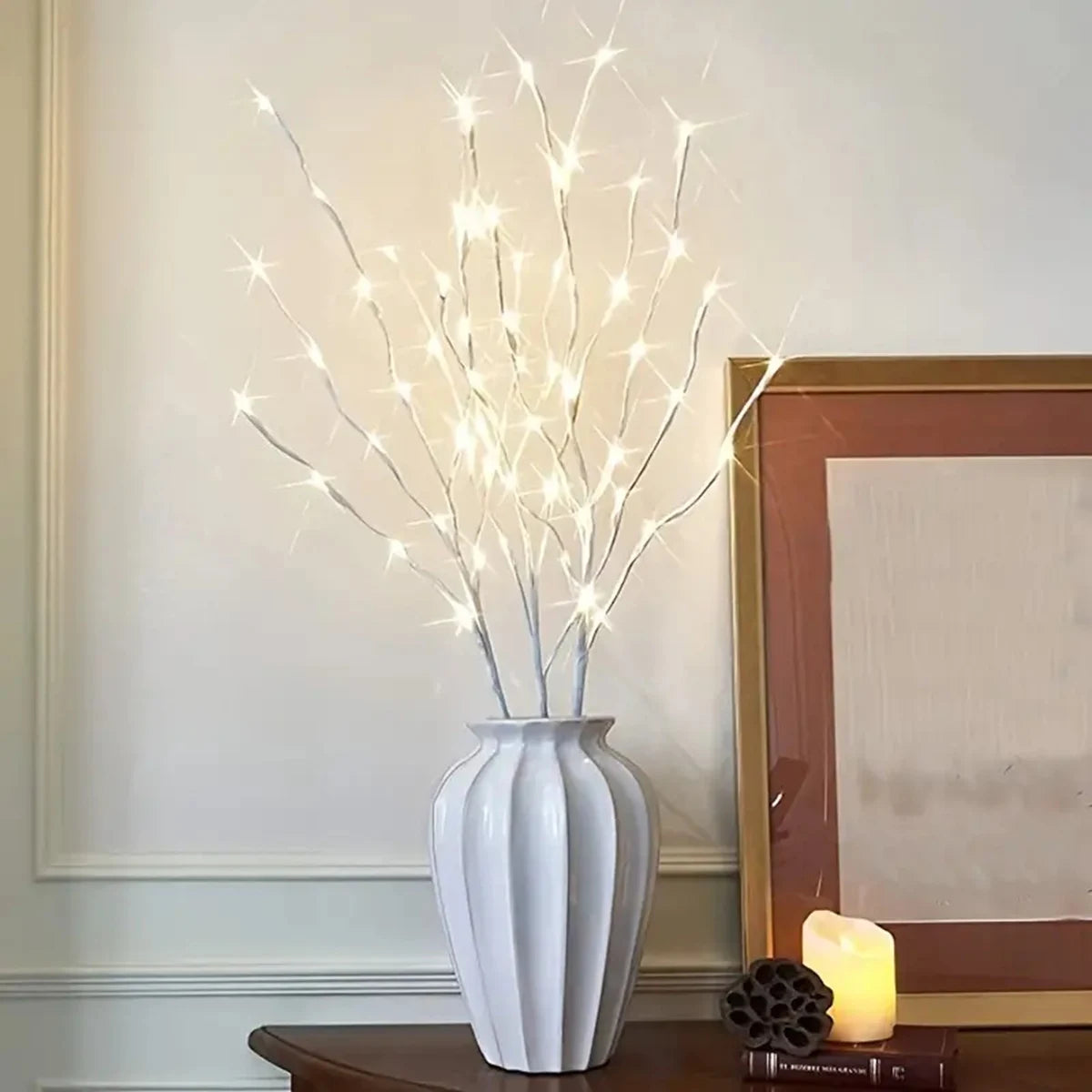 Branche Lumineuse LED en Bouleau Blanc