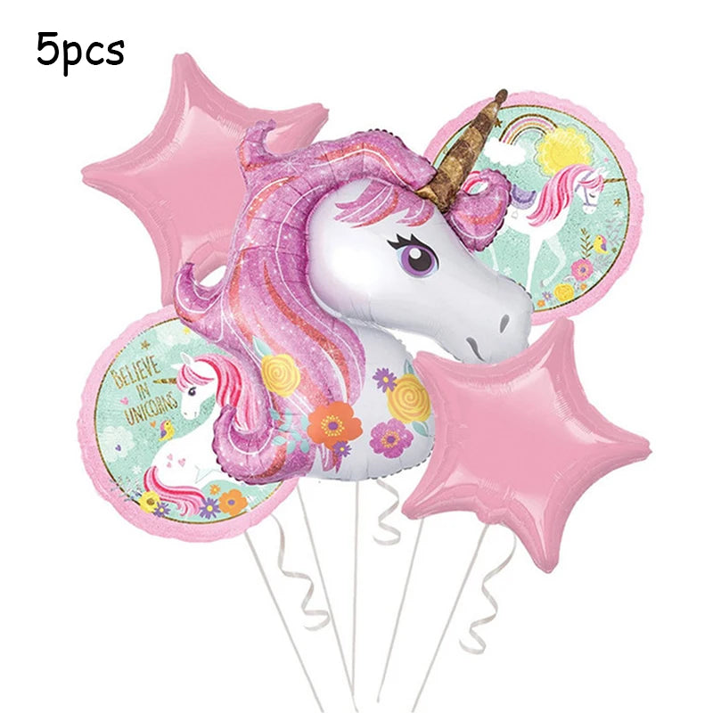 Ensemble de ballons licorne nuage en aluminium, 32 pouces