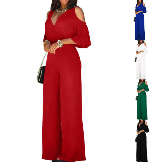 Women's V-neck jumpsuit