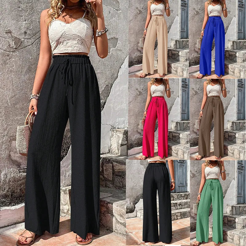 Women's Cotton and Polyester Wide Leg Pants