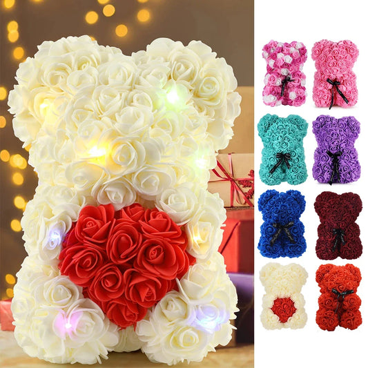 1pc Artificial Flower Eternal Rose Teddy Bear for Mom Mother's Day Birthday Valentine's Day Anniversary Gifts &amp; Decorations