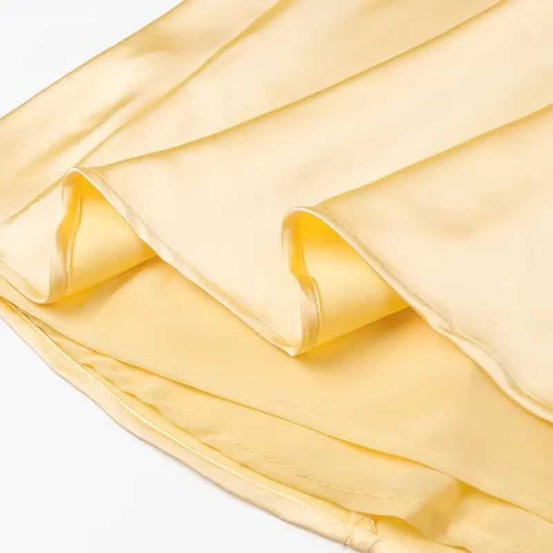 Robe Longue Satinée Jaune Femme