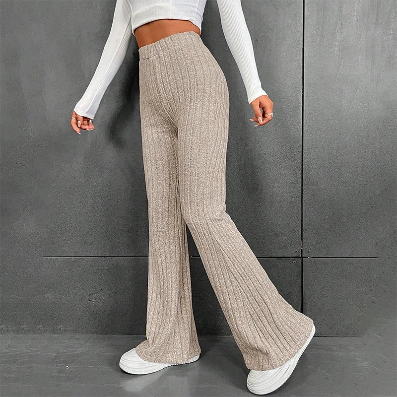 Pantalon Évasé Taille Haute pour Femme