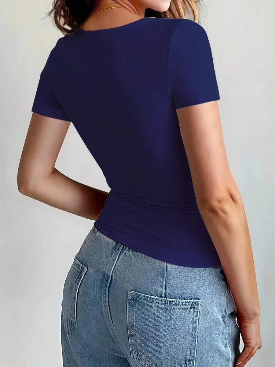 Crop Top Femme à Manches Courtes