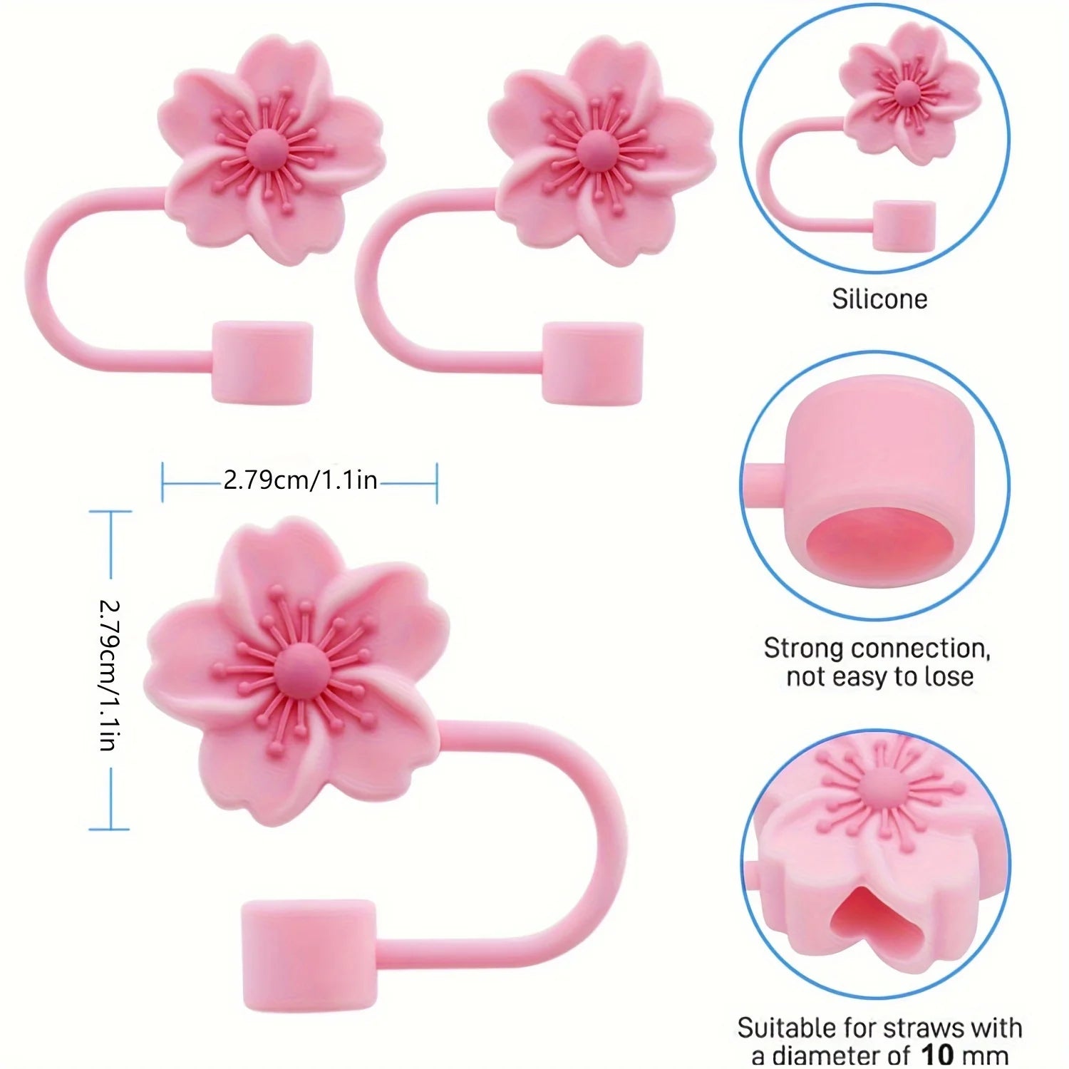 Capuchons de Paille en Silicone Fleur pour Gourde Stanley