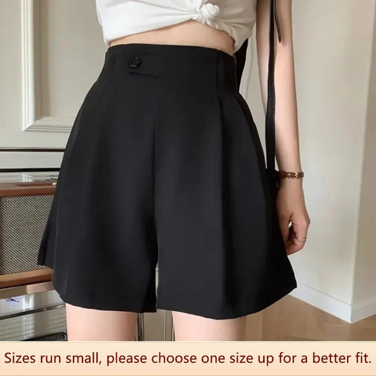 High-waisted Slimming Loose-fit A-line Shorts For Women Petite Casual Fashionable Bell Bottoms