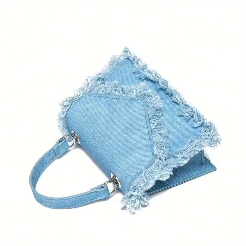 Sac à main en denim avec franges pour Femmes