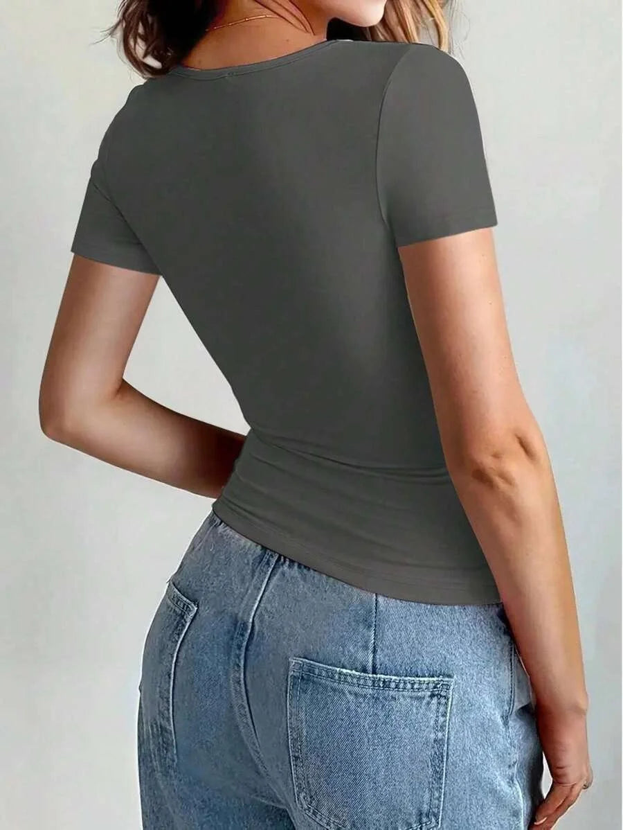 Crop Top Femme à Manches Courtes