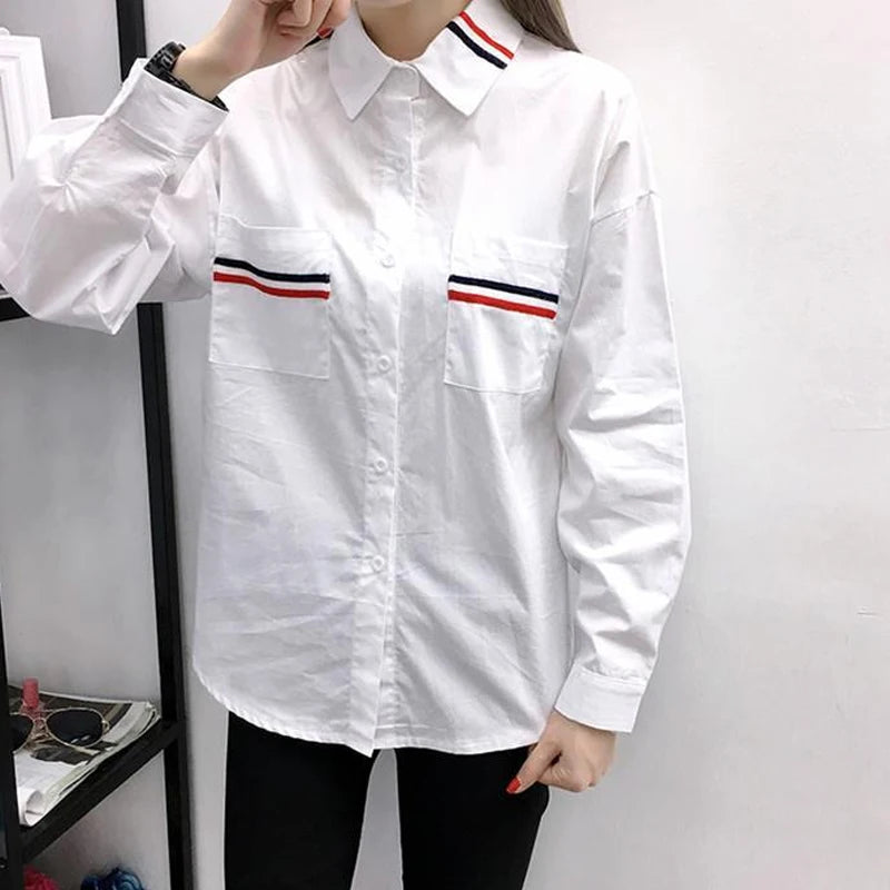 Loose turn-down collar blouse