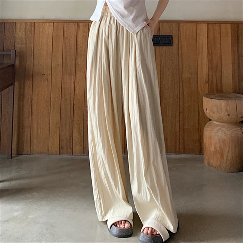 Ice Silk Pleated Pants