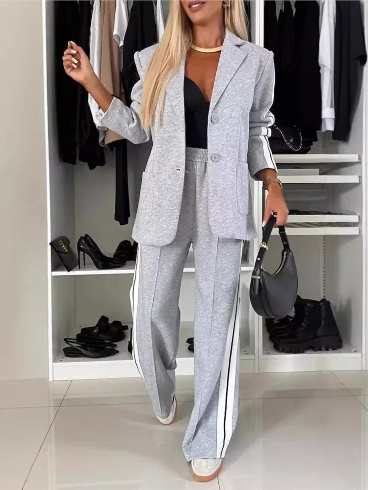 Blazer Élégant, Pantalon avec Poches, Tenue de Bureau